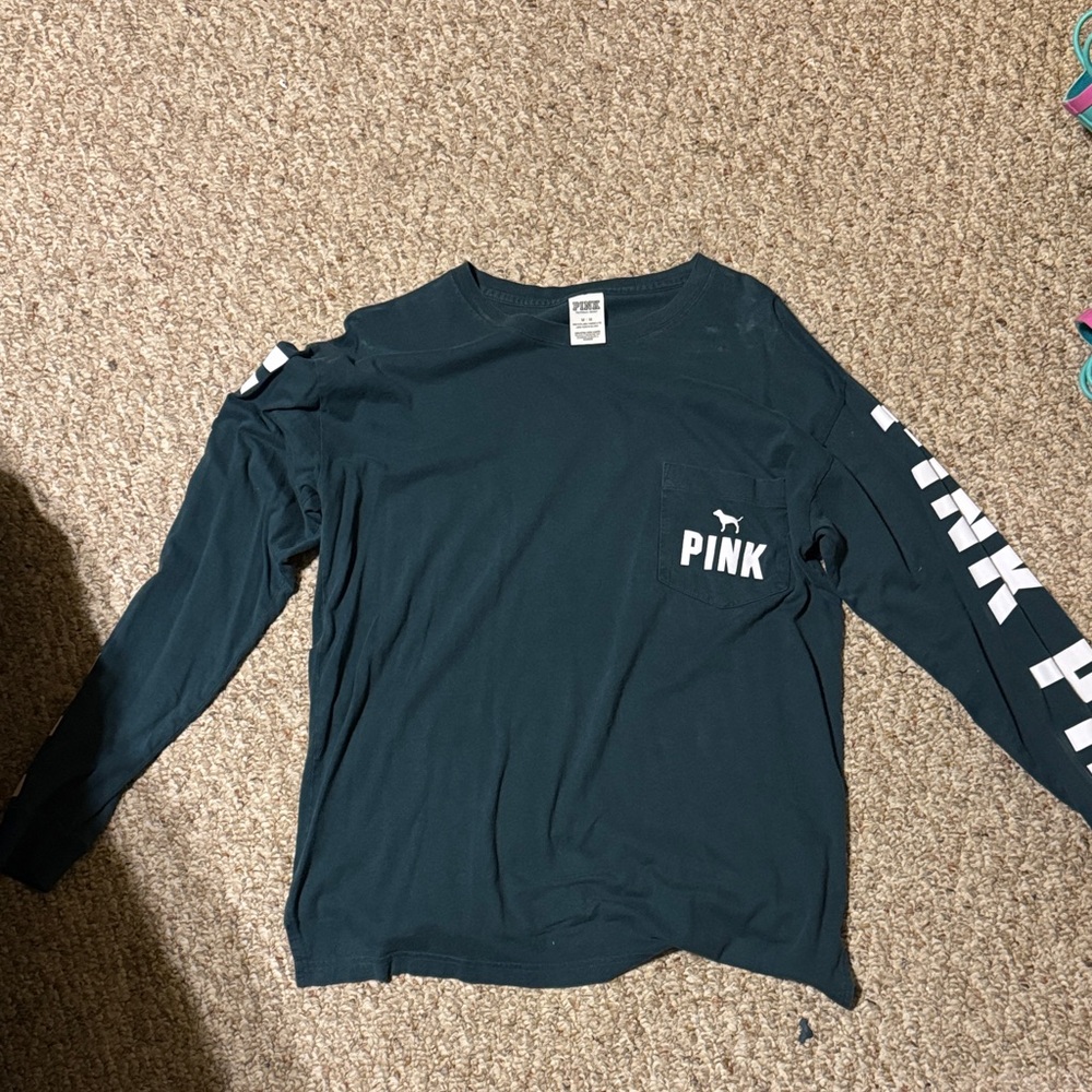 PINK Victoria's Secret Teal Long Sleeve Shirt